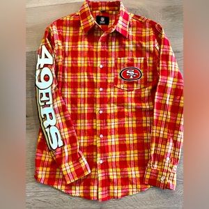 San Francisco 49ers flannel size small. NFL team apparel